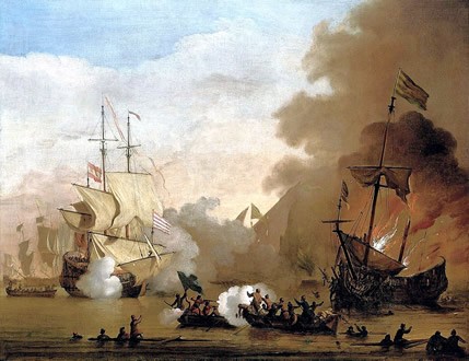 Action Between English Ship and Barbary Corsairs